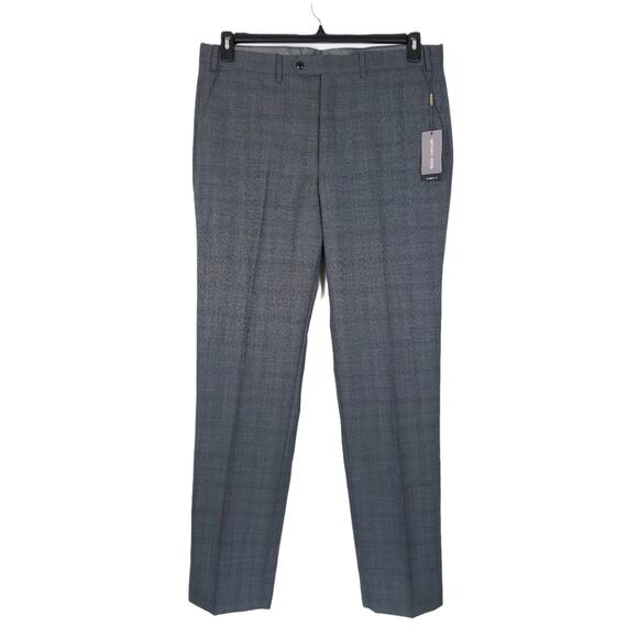 Michael Kors Men's Classic-Fit Stretch Wool Suit Pants Grey Blue Plaid 40x32 NWT - Picture 2 of 6